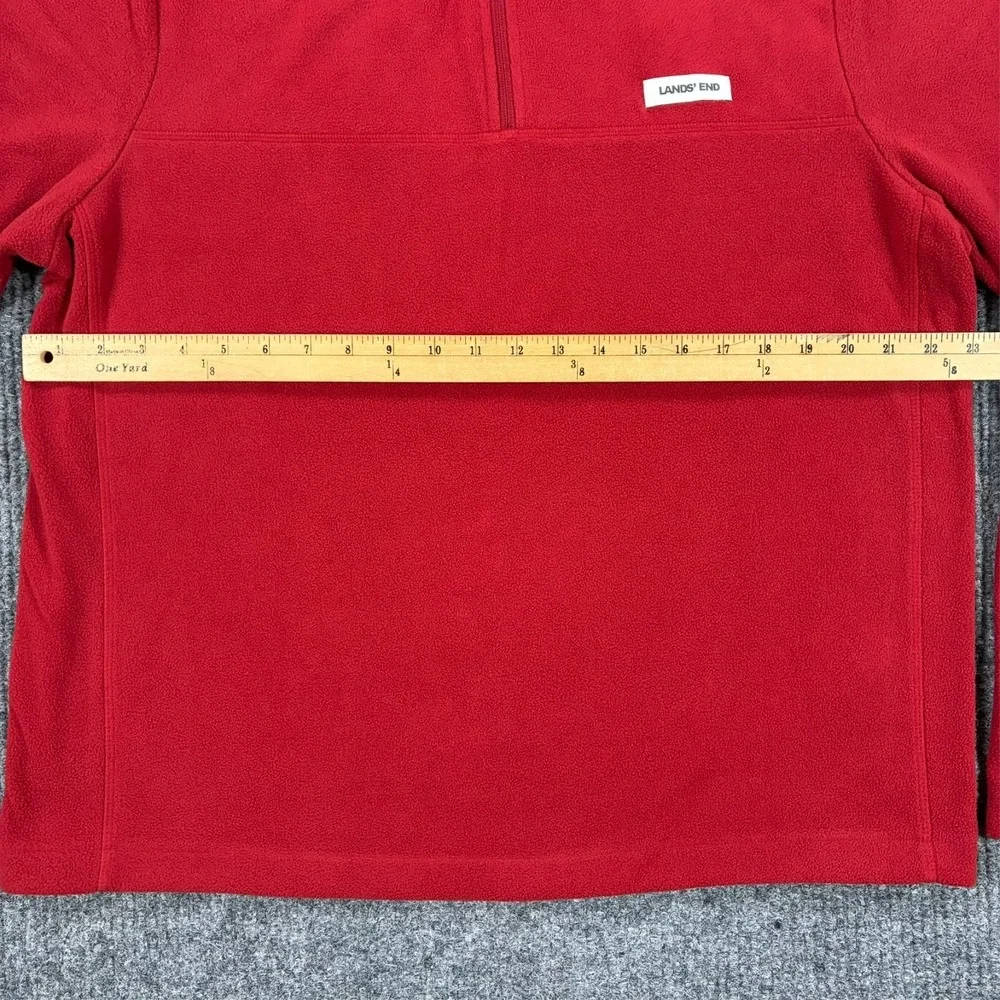 Lands' End Quarter Zip Fleece Pullover Mens Size Large Red Mock Neck Jacket
